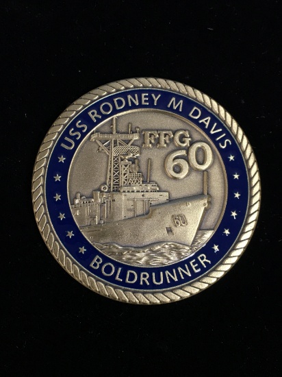 USS Rodney M Davis FFG 60 Boldrunner Navy Military Challenge Coin - RARE