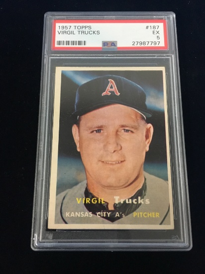 PSA Graded 1957 Topps Virgil Trucks Athletics Baseball Card - Excellent