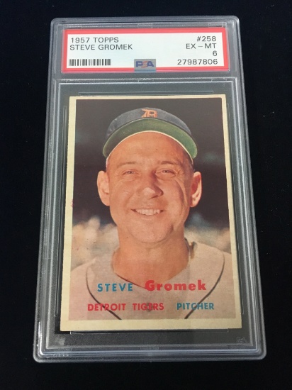 PSA Graded 1957 Topps Steve Gromek Tigers Baseball Card