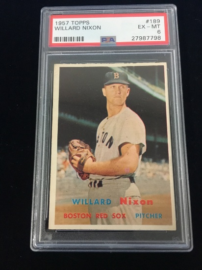 PSA Graded 1957 Topps Willard Nixon Red Sox Baseball Card