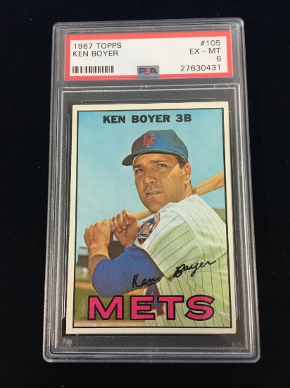PSA Graded 1967 Topps Ken Boyer Mets Baseball Card - 6