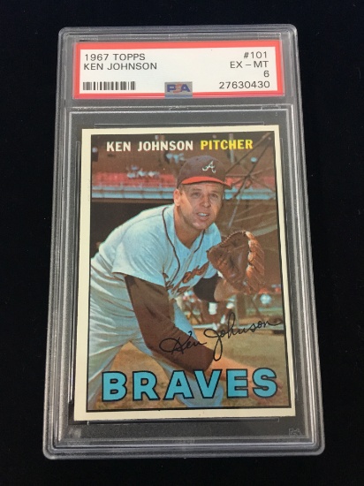 PSA Graded 1967 Topps Ken Johnson Braves Baseball Card - 6