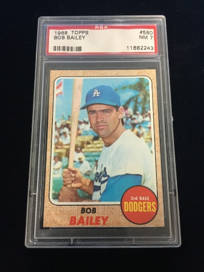 PSA Graded 1968 Topps Bob Bailey Dodgers Baseball Card - Near Mint