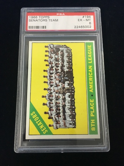 PSA Graded 1966 Topps Washington Senators Team Card Baseball Card