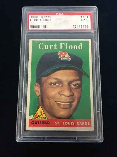 PSA Graded 1958 Topps Curt Flood Cardinals Baseball Card - Excellent