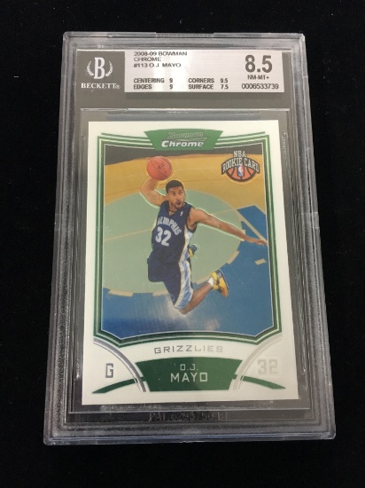 BGS Graded 2008-09 Bowman Chrome O.J. Mayo Grizzlies Rookie Basketball Card