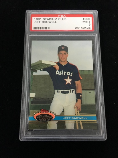 PSA Graded 1991 Stadium Club Jeff Bagwell Astros Rookie Baseball Card - Mint 9