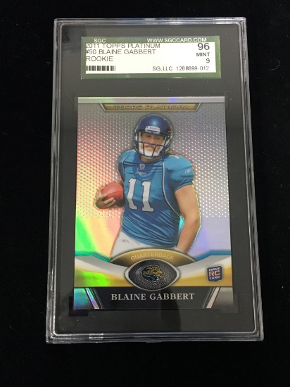 SGC Graded 2011 Topps Platinum Blaine Gabbert Rookie Jaguars Football Card - Mint 96