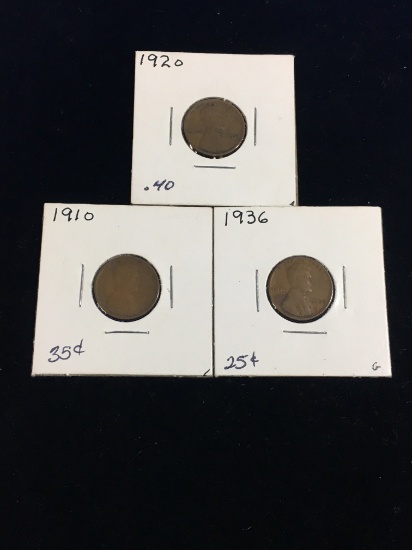 Lot of 3 Key Date Lincoln Cent Wheat Pennies