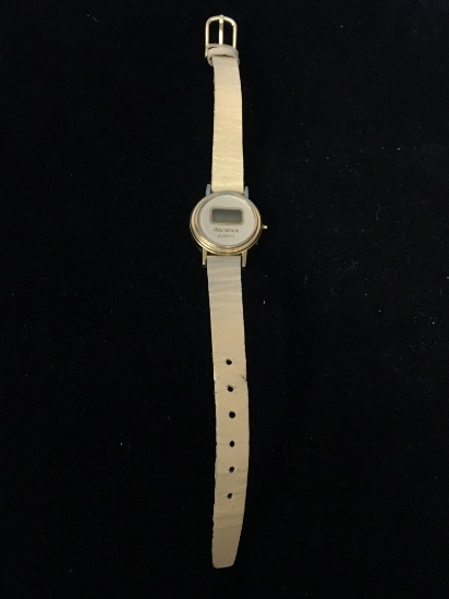 Advance Quartz Cream & Gold Tone Women's Digital Watch with Cream Band