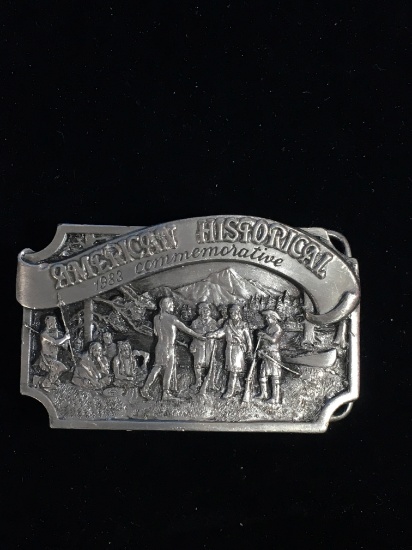 Vintage Siskiyou American Historical 1983 Commemorative Pewter Belt Buckle