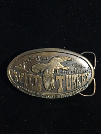 Vintage Wild Turkey Kentucky Straight Bourbon Brass Belt Buckle