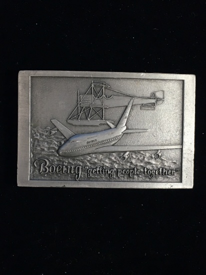 Boeing "Getting People Together" Airplane Pewter Tone Belt Buckle