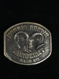 Vintage Morris Brown Taxidermy Jackson Wyoming Brass Belt Buckle