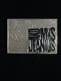 Akdmks Jeanius Akademiks Jeans Large Silver with Black Enamel & Studs Belt Buckle