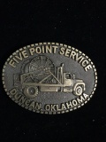 Five Point Service Duncan Oklahoma Truck Brass Belt Buckle