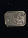Vintage 1981 Raleigh Lights Rodeo Brass Belt Buckle