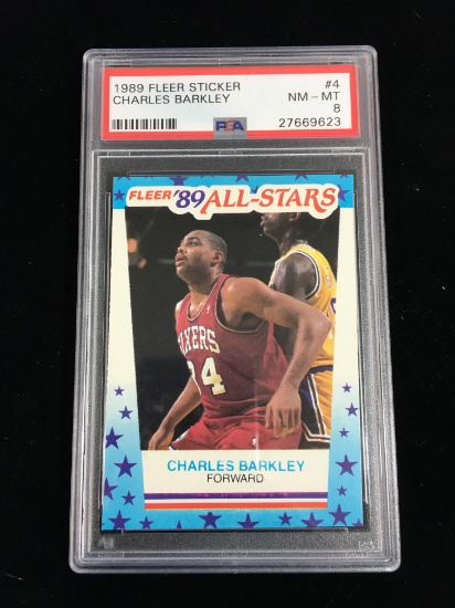 PSA Graded 1989 Fleer Sticker Charles Barkley 76ers Basketball Card
