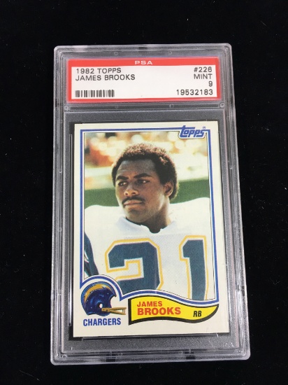 PSA Graded 1982 Topps James Brooks Chargers Rookie Football Card - Mint 9