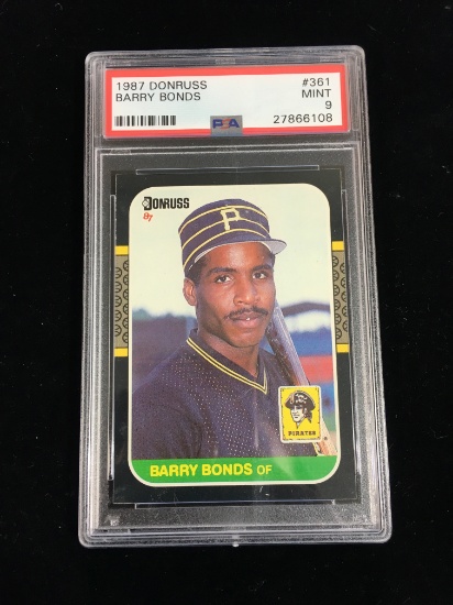 PSA Graded 1987 Donruss Barry Bonds Pirates Rookie Baseball Card - Mint 9