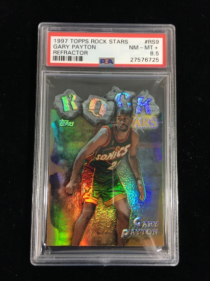 PSA Graded 1997 Topps Rock Stars Refractor Gary Payton Sonics Basketball Card