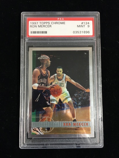 PSA Graded 1997-98 Topps Chrome Ron Mercer Celtics Rookie Basketball Card - Mint 9