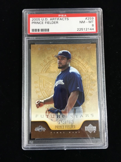 PSA Graded 2005 UD Artifacts Prince Fielder Rookie Baseball Card /799