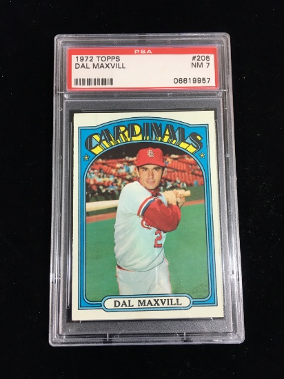 PSA Graded 1972 Topps Dal Maxvill Cardinals Baseball Card