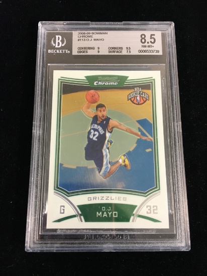 BGS Graded 2008-09 Bowman Chrome O.J. Mayo Grizzlies Rookie Basketball Card