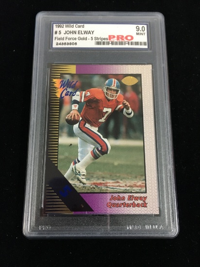 PRO Graded 1992 Wild Card Field Force 5-Stripe John Elway Broncos - Mint 9 - VERY RARE