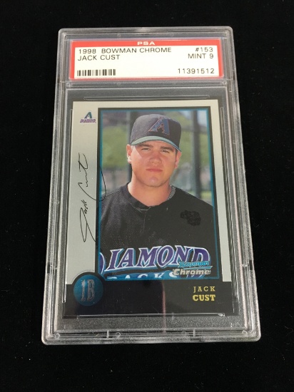 PSA Graded 1998 Bowman Chrome Jack Cust Diamondbacks Rookie Baseball Card - Mint 9