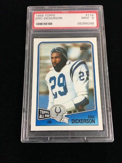 PSA Graded 1988 Topps Eric Dickerson Colts Football Card - Mint 9