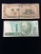 2 Count Lot of Vintage Foreign Currency Bill Notes