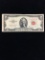 1953-B United States $2 Red Seal Currency Bill Note