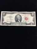 1963-A United States $2 Red Seal Currency Bill Note