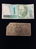 2 Count Lot of Vintage Foreign Currency Bill Notes