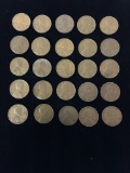 25 Count Lot of United States Lincoln Cent Wheat Pennies - Unresearched