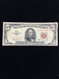 1963 United States $5 Red Seal Currency Bill Note