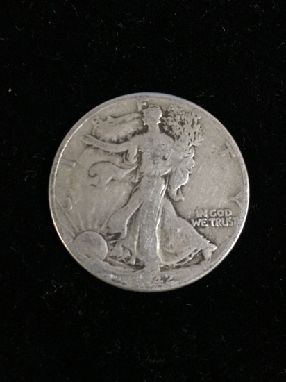 1942 United States Walking Liberty Silver Half Dollar - 90% Silver Coin