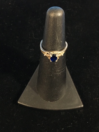 Dark Blue Gemstone Sterling Silver Ring - Size 5