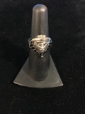 RARE Sterling Silver & Onyx Egyptian Mummy Poison Ring - Size 5.5