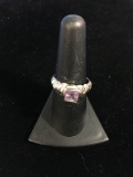 Designer SU Sterling Silverr & Amethyst Ring - Size 7.5