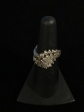 CA Sterling Silver & White Gemstone Ring - Size 5.5