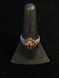 C.N.A. Sterling Silver & Garnet Cluster Ring - Size 8.75