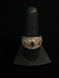 Vintage Sterling Silver & Red Garnet Ring - Size 8.75