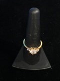 Sterling Silver & Cubic Zirconia Gold Plated Ring - Size 9
