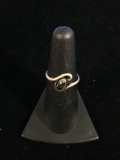 Designer Sterling Silver & Hematite Ring - Size 6.25