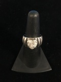 Heart Cut Cubic Zirconia & Sterling Silver Ring - Size 7