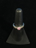 ADI Sterling Silver & Pink/White CZ Ring - Size 6.5