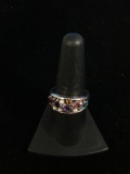 C.N.A. Sterling Silver & Precious Gemstone Mother's Ring - Size 8